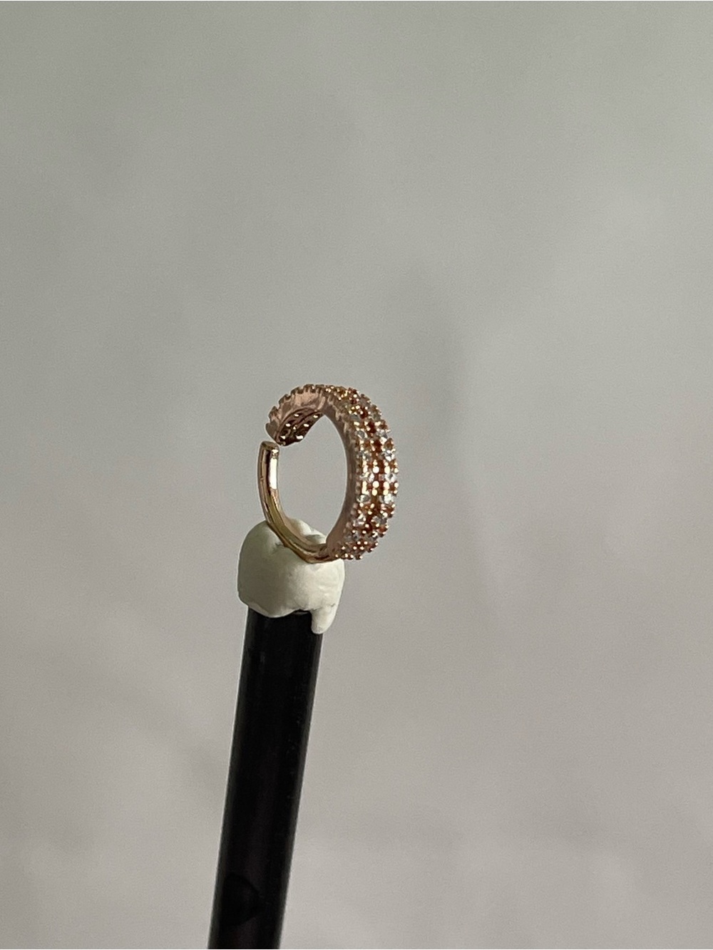 Rose Gold Double Pave Hinged Hoop Earring Piercing Jewelry